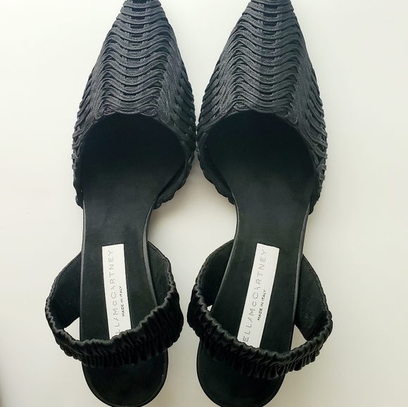 Stella McCartney Black Woven Slingback Wedges NWBX - Picture 4 of 13